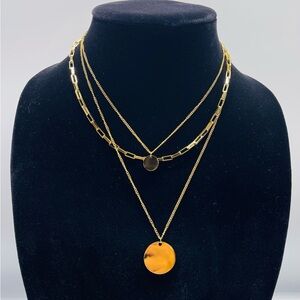 18k Gold Plated Non-fading Charms Pendant Triple Layered Necklace Color Gold